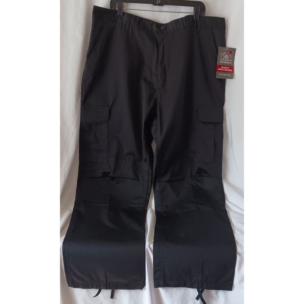 Rothco Zipper Fly Tactical BDU Cargo Pants Relaxed Fit Black Size XL NWT